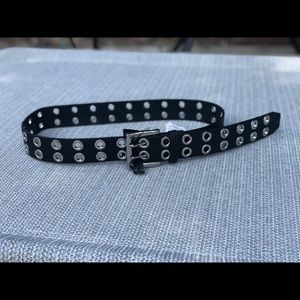 Black Eyelet Belt (Silver Holes)